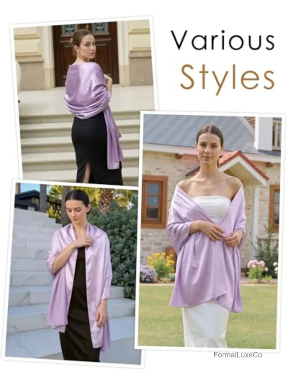 Satin Shawl Wrap for Women Evening Dress Wedding Formal Cover Up